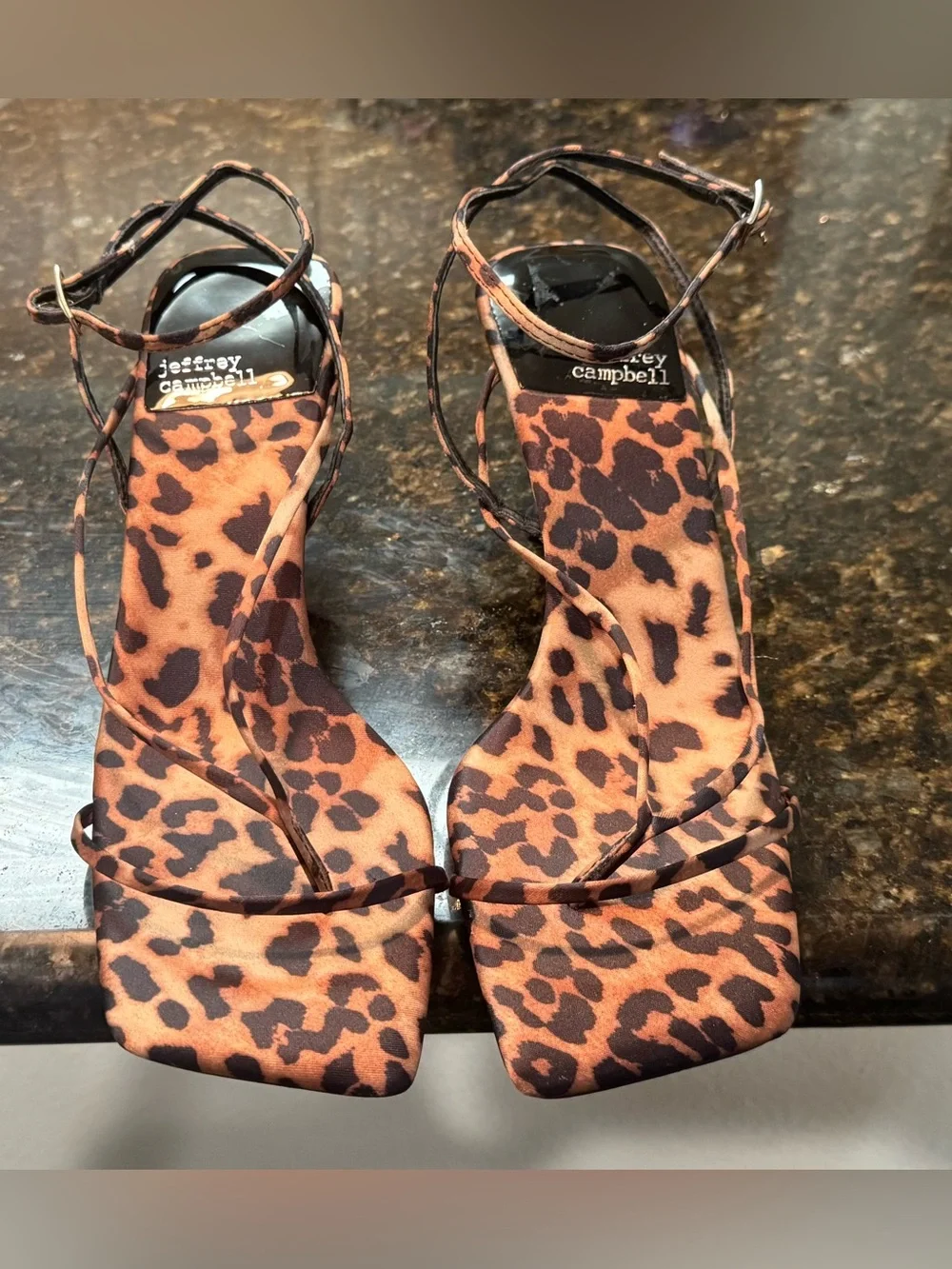 Jeffrey Campbell Leopard Print Strappy Heels - Brown/Black